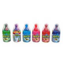 Product image of various coloured bottles of Baby Bottle Pop candy