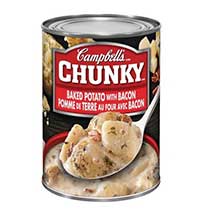 Can of Campbell's Chunky baked potato and bacon soup.