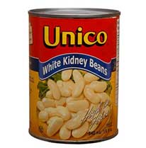 Can of Unico white kidney beans.