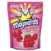 Product image of a pink Maynards Swedish Berries candy bag.