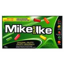 Product image of green box with candies on it that says Mike and Ike original fruit candy.