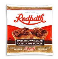 Product image of a bag of Redpath dark brown sugar.